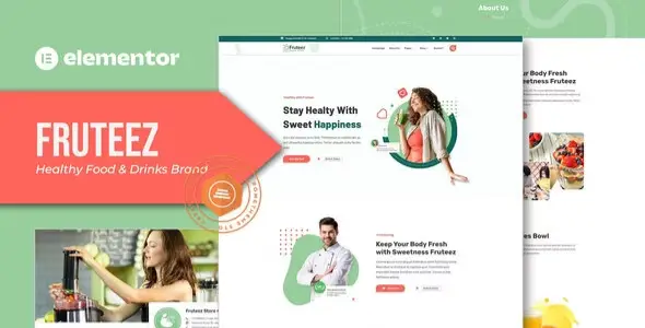 Fruteez – Healthy Food & Drinks Brand Elementor Template Kit